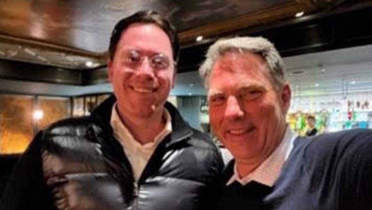 This photo of David Collard and Richard Marles is understood to have been taken in early 2023 at the Sofitel London St James, where other senior government representatives were present. It leaked from a private chat group.