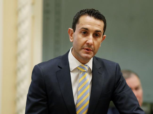 Leader of the Opposition David Crisafulli speaking in Parliament. Pics Tara Croser.