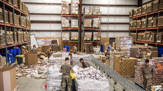 Packing food boxes at the Odessa Food Pantry. Picture: Cengiz Yar