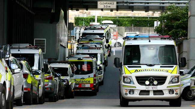 Ambulances ramped at the Royal Brisbane and Women’s Hospital. File picture