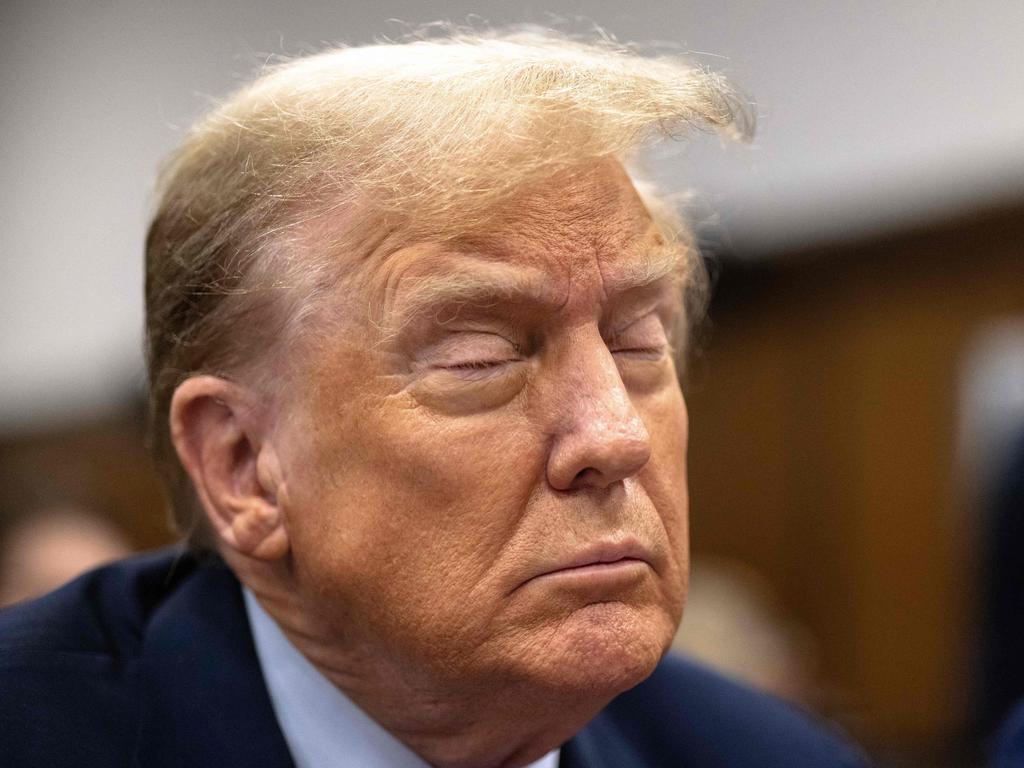 Former US President Donald Trump attends his trial for allegedly covering up hush money payments linked to extramarital affairs, at Manhattan Criminal Court in New York City. Picture: AFP