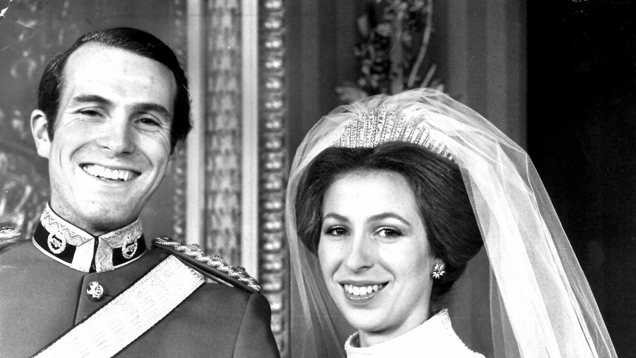 Princess Anne married Captain Mark Phillips in the Throne Room at Buckingham Palace in 1973. Picture: Supplied