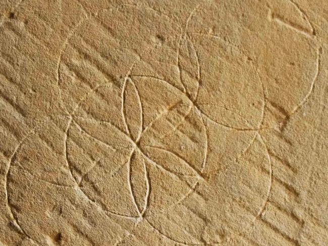 The hexafoil anti-sorcery mark is on a stables wall at Shene, Tasmania. Picture: Steve Watts