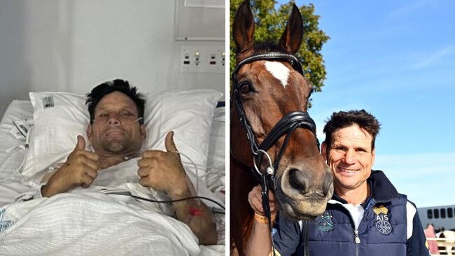 Shane Rose in hospital and during competition. Photos: Instagram/Facebook