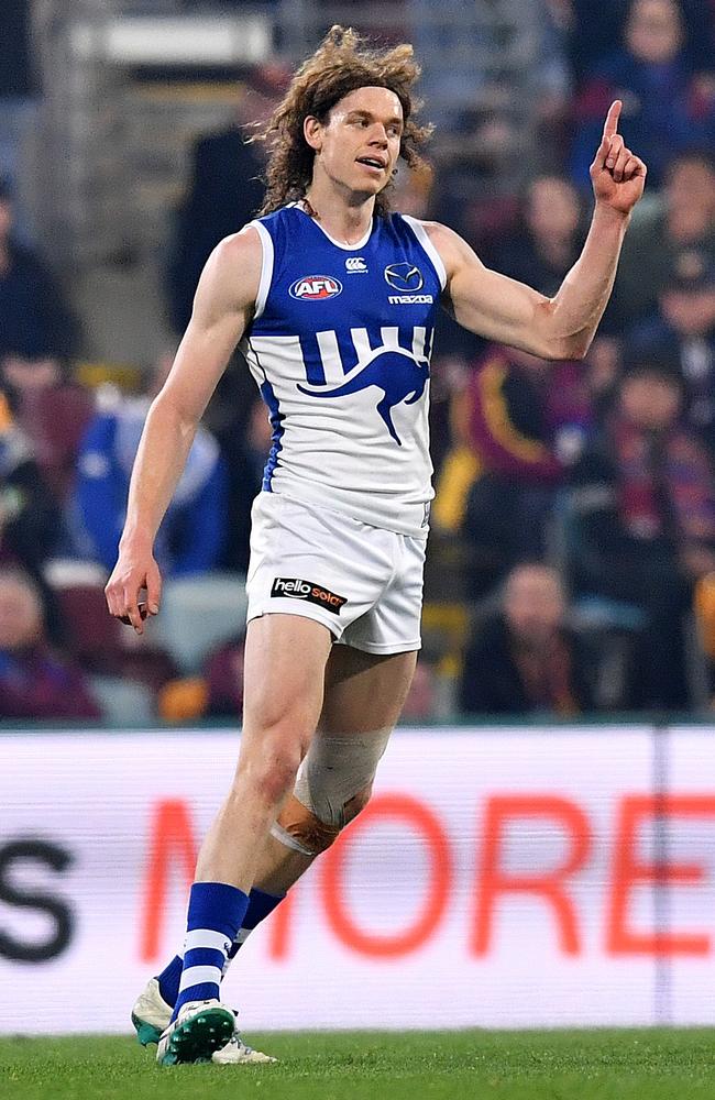 Ben Brown booted three goals for the Roos. Picture: AAP