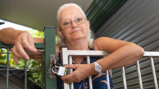 Locked in, behind bars in her own home. Rainee Nicholls has taken extra measures to protect her property after a recent break in at her residence. Picture: Emily Barker