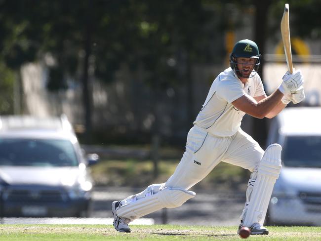 Matthew Gale hits one through the covers. Picture: Stuart Milligan