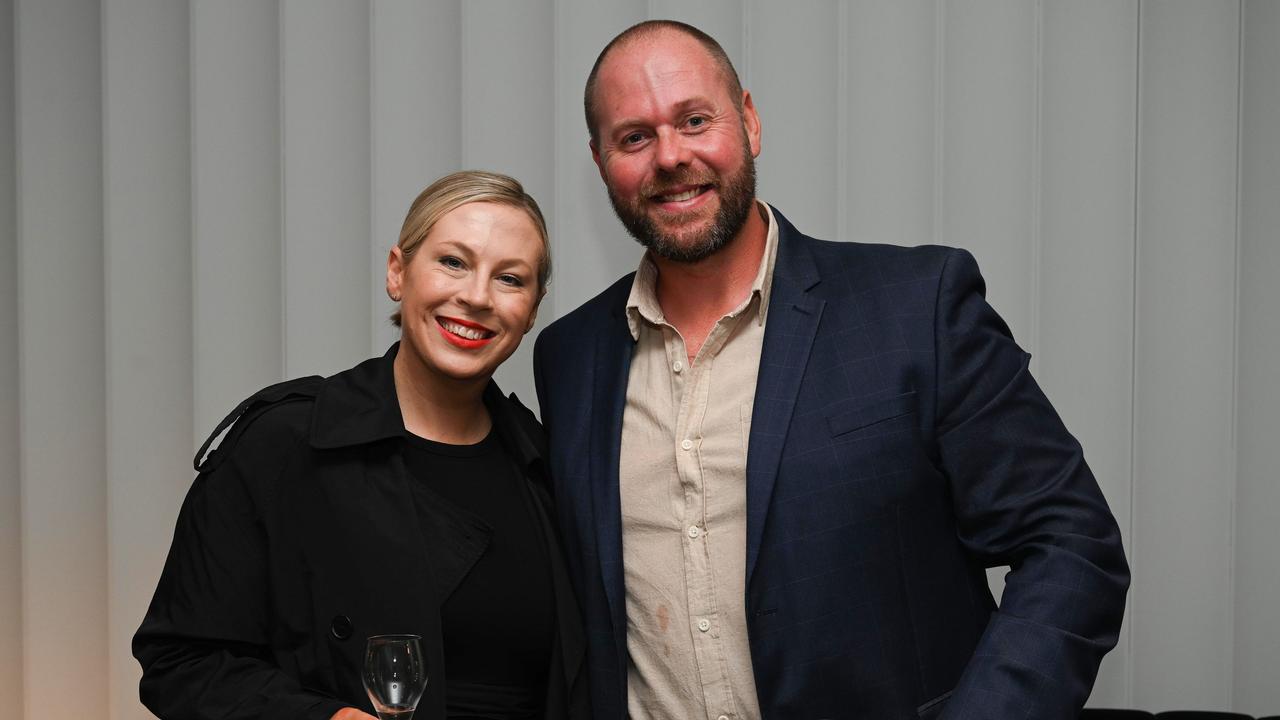 Jess Sinclair and Mike De Charmoy at The Advertiser Sunday Mail, SkyCity 2023 Woman of the Year Awards. Picture: Naomi Jellicoe