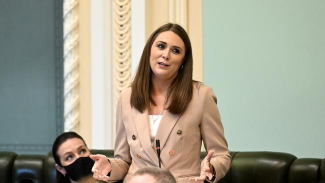 Meaghan Scanlon speaks during Question Time at Parliament House in Brisbane. Picture: NCA NewsWire / Dan Peled