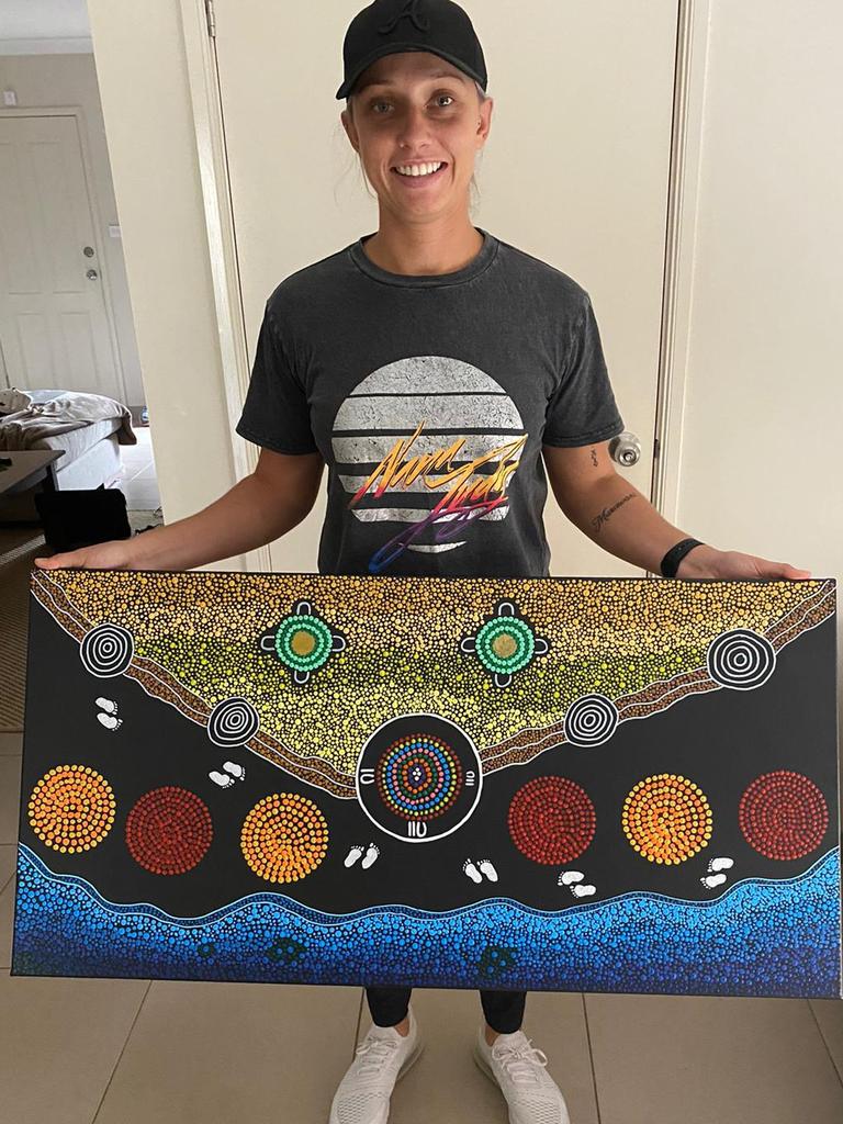 Ash Gardner, began dot painting in 2020 while in Covid-19 lock down. Picture: Supplied/Ashleigh Gardner