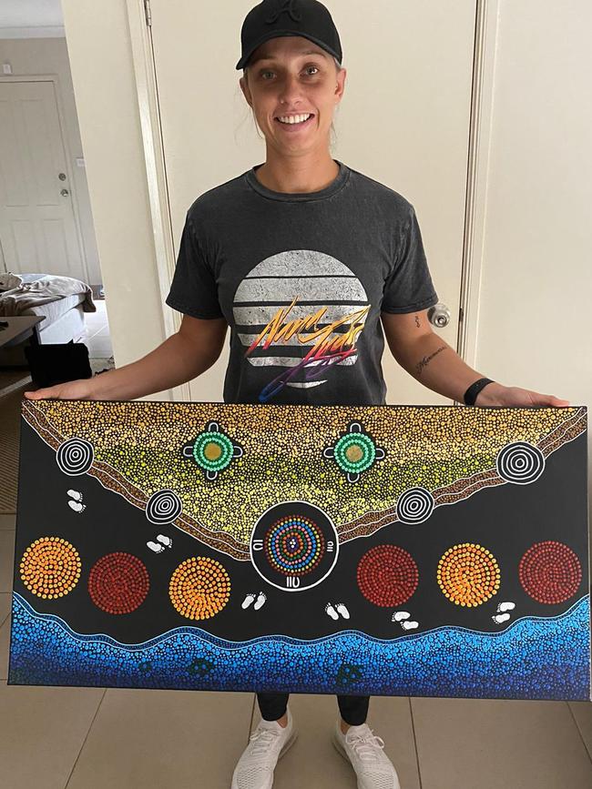 Ash Gardner, began dot painting in 2020 while in Covid-19 lock down. Picture: Supplied/Ashleigh Gardner