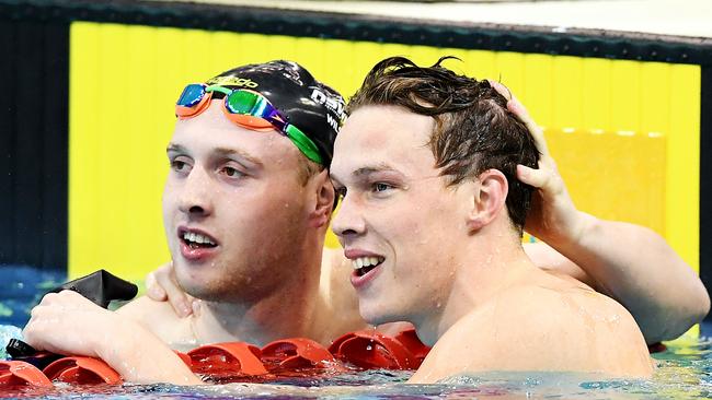 Matthew Wilson congratulates Zac Stubblety-Cook last year. (AAP Image/Mark Brake)