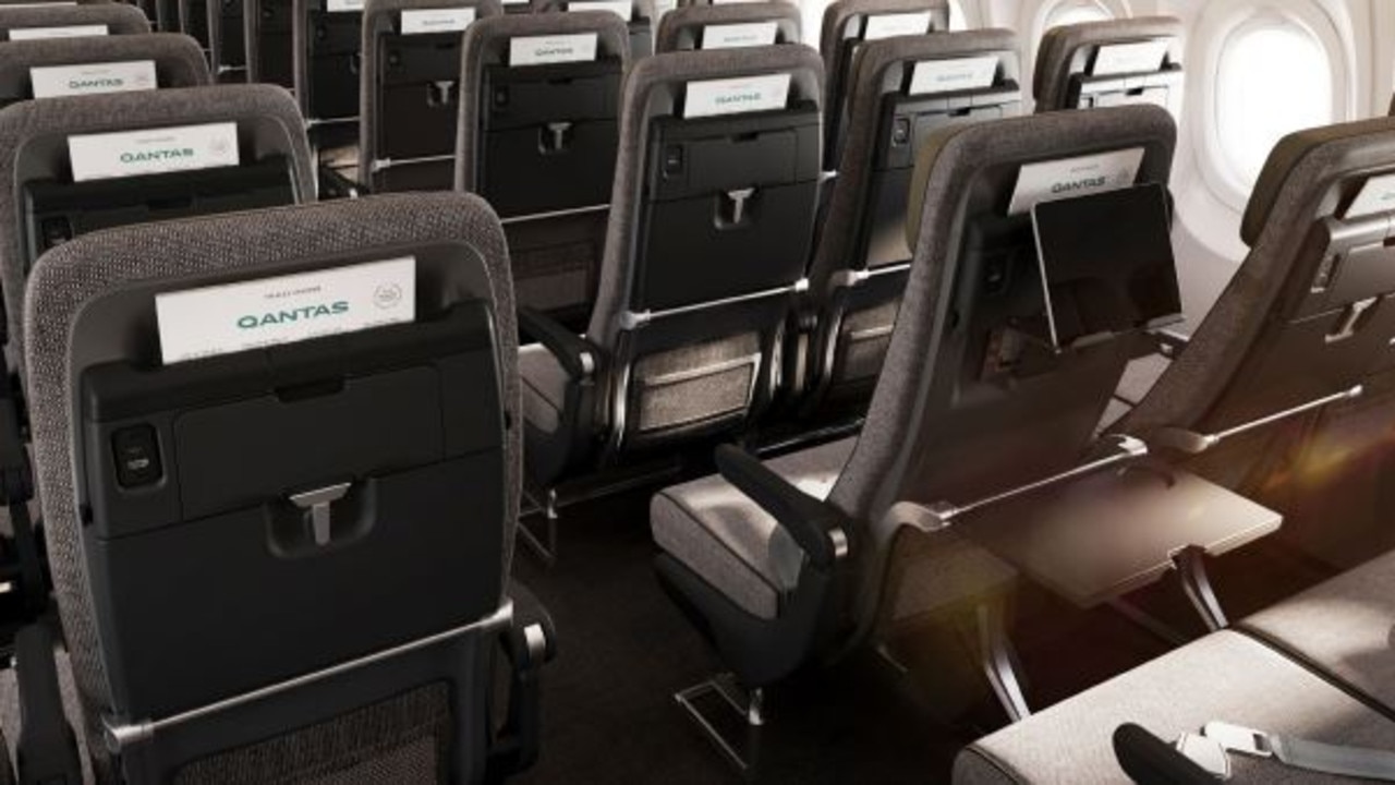 Wider economy seats (pictured) will be a popular feature of the new plane. Picture: supplied/ Qantas