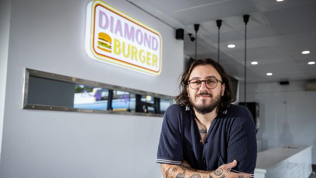 Josh Rivers at his new Diamond Burger diner in Glenunga. Picture: Tom Huntley