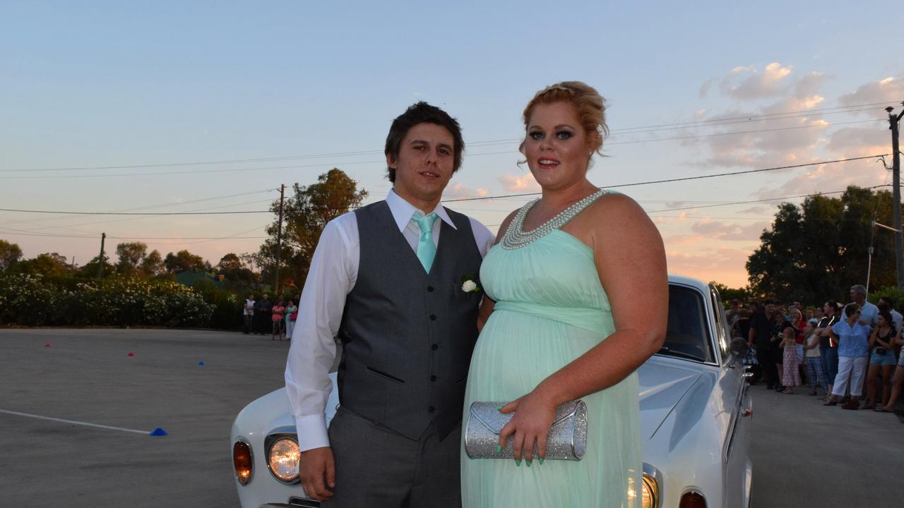 Sean Breitkrentz and Piper Wood match up some light blue colouring at the Roma State College formal. Photo Tom Gillespie / The Western Star