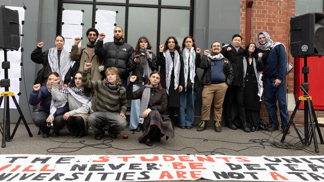 Students from the University of Melbourne show their support for Palestine. Picture: Jason Edwards