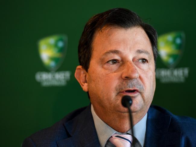 Cricket Australia Chairman David Peever speaks to the media. Picture: AAP