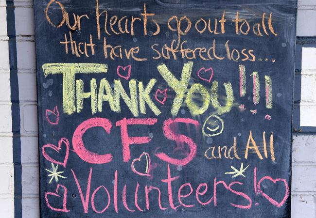 A thank you CFS sign at Woodside. Picture: Tricia Watkinosn