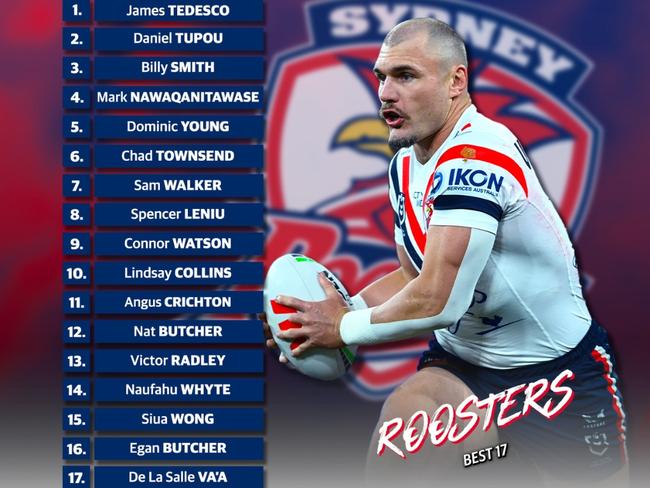 Sydney Roosters best 17 for 2025.