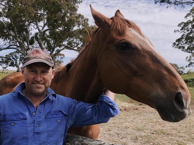 Simon Tolley with Gytrash at his Woodside winery. Picture: Supplied