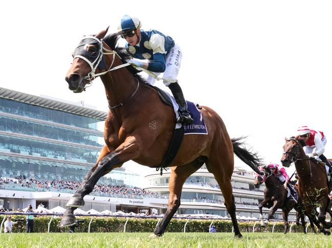 Muramasa ridden by Daniel Moor wins the Queen Elizabeth Stakes at Flemington Racecourse on November 11, 2023 in Flemington, Australia. (Photo by George Sal/Racing Photos via Getty Images)