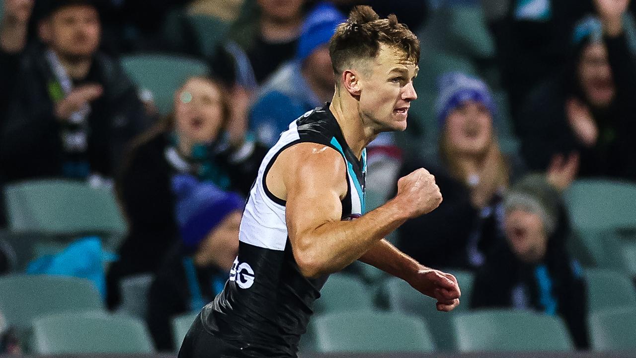 Port Adelaide used a big second half to get past the Western Bulldogs. (Photo by Daniel Kalisz/Getty Images)