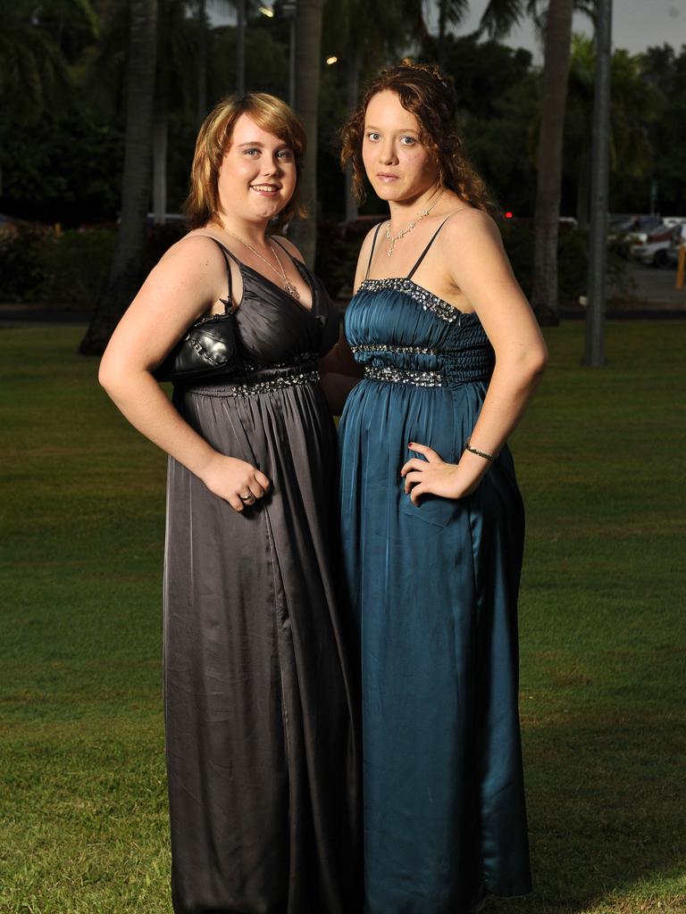 Claudia Bryant and Kayla Bonnes at the Palmerston Senior College 2012 formal at SkyCity Grand Ballroom.