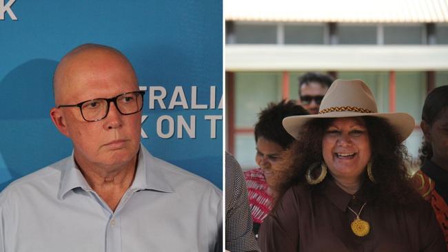 Federal opposition leader Peter Dutton and federal Indigenous Australians Minister Malarndirri McCarthy. Pictures: Gera Kazakov