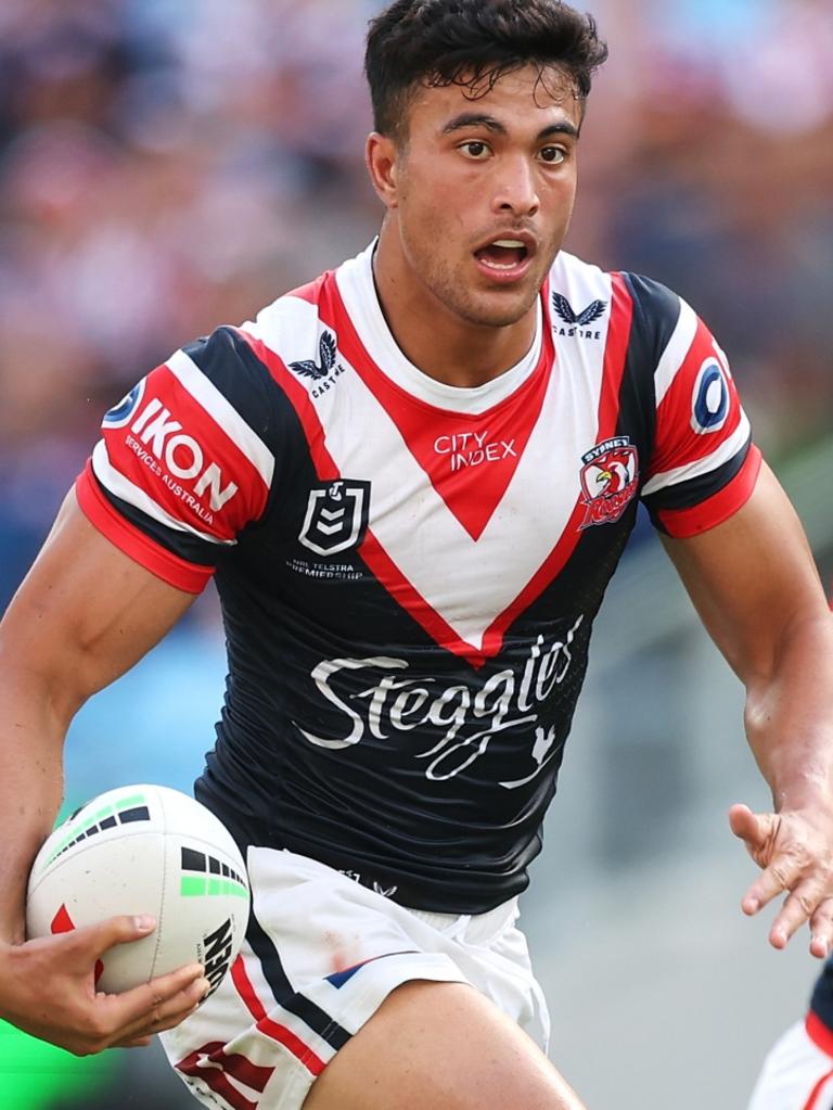 Joseph-Aukuso Suaalii in action for the Roosters. Picture: Getty Images