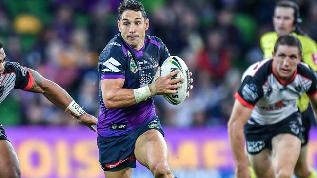 Melbourne Storm vs. Auckland Warriors at AAMI Park. Billy Slater. Picture: Jake Nowakowski