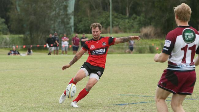 Knights flyhalf Jarrod Nyssen kicks in the 2020 Grand Final. Pic Mike Batterham