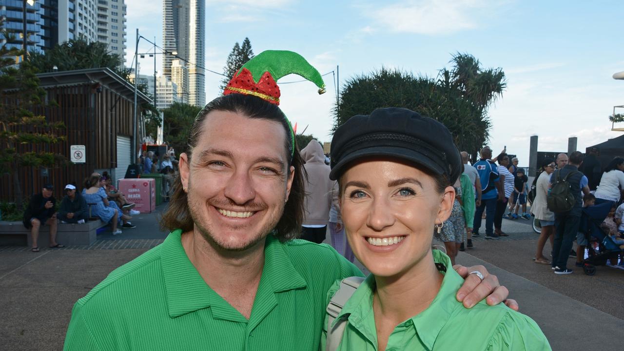 Nathan Howard and Caitlin Row at Carols on the Beach, Surfers Paradise. Pic: Regina King