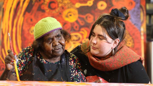 Artist Kukika Adamson with Nina Haigh, who are unhappy the gallery has lost its lease but are now considering options. Picture: Dean Martin