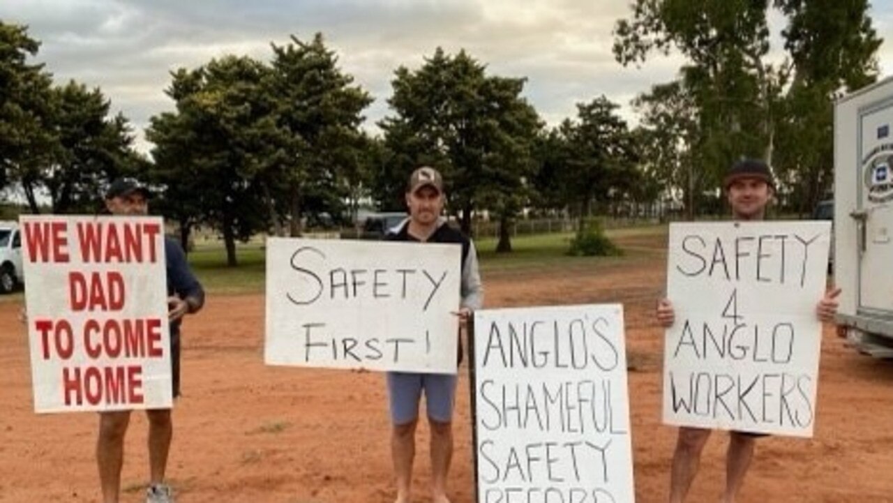 Workers protested near Anglo American's Moranbah North Mine over safety concerns on Friday June 5, 2020.