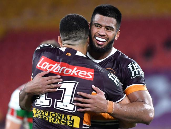 David Fifita (left) and Payne Haas (right) are best mates. Picture: AAP/Darren England