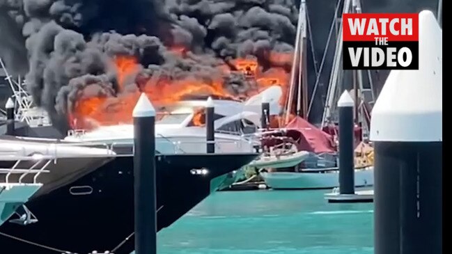 Superyacht bursts into flames