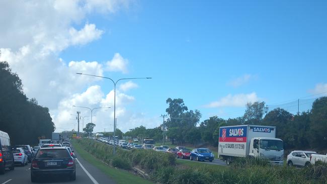 Motorists faced delays after a car and pushbike accident closes lanes on Brisbane Rd at Arundel