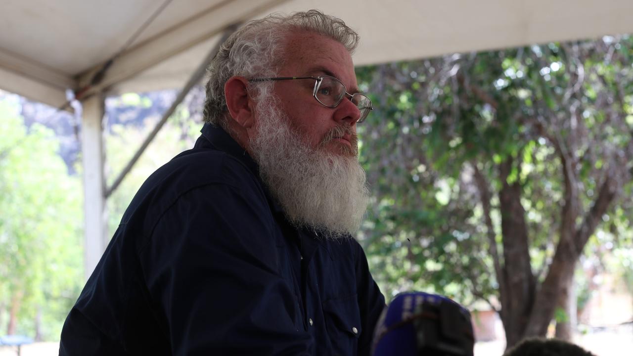 Bolmo clan senior man Joseph Markham at the Gunlom Falls sacred site hearing on Jawoyn Country, on October 22. Picture: Zizi Averill