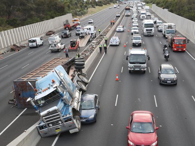 Only one lane in each direction remains closed. Picture: David Crosling.