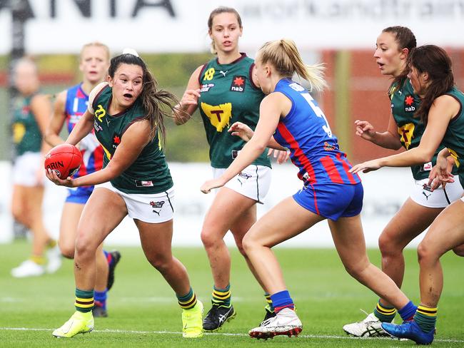 Tasmania Devils V Oakleigh Chargers from North Hobart Oval. Devils Angelica Clark. Picture: ZAK SIMMONDS