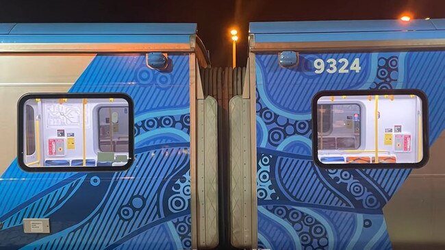 The driver delivered the ‘acknowledgement of country’ while passing the train decorated by the artwork. Picture: YouTube