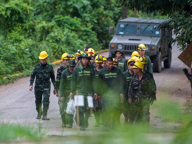 Thai soldiers at the site. Picture: AFP