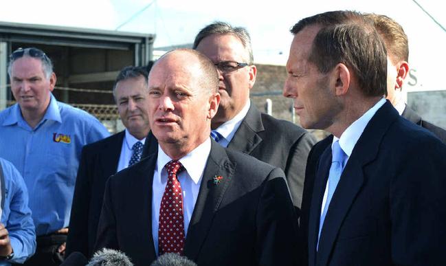 Campbell Newman with Tony Abbott last month. Picture: Lee Constable