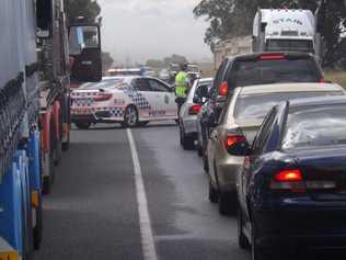 A 30-year-old man was seriously injured in a crash on the Warrego Highway near roadworks at Jondaryan. Picture: Contributed