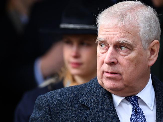 Britain's Prince Andrew, Duke of York leaves after attending for the Royal Family's traditional Christmas Day service at St Mary Magdalene Church in Sandringham in eastern England, on December 25, 2023. (Photo by Adrian DENNIS / AFP)