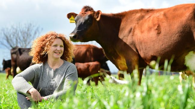 How about a change: Cathy Palmer on the 140-hectare Wunghu property where she and husband Les Sandles run How Now dairy.