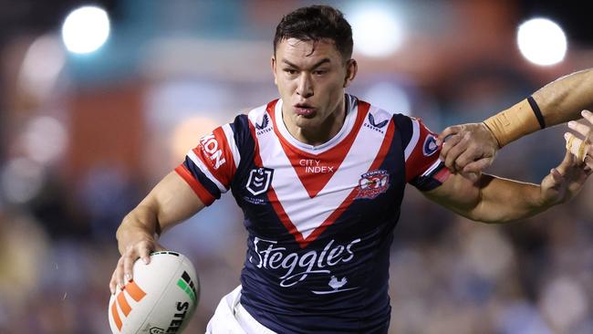 SYDNEY, AUSTRALIA - SEPTEMBER 09: Joseph Manu of the Roosters during the NRL Elimination Final match between Cronulla Sharks and Sydney Roosters at PointsBet Stadium on September 09, 2023 in Sydney, Australia. (Photo by Mark Metcalfe/Getty Images)