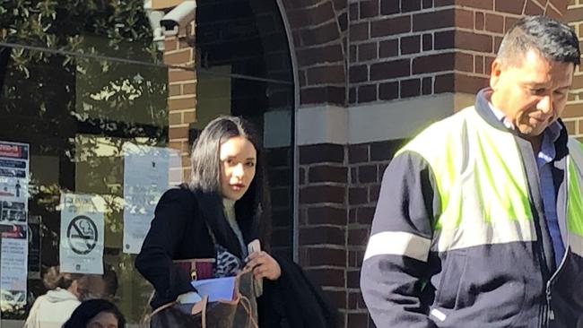 Mauriesha Vilches, 27, of Wentworth Point, leaving Manly Court House with a supporter after being convicted of high-range drink driving. She drank five bourbon and cokes in just 40 minutes before getting behind the wheel and crashing her red BMW. Picture: Jim O'Rourke