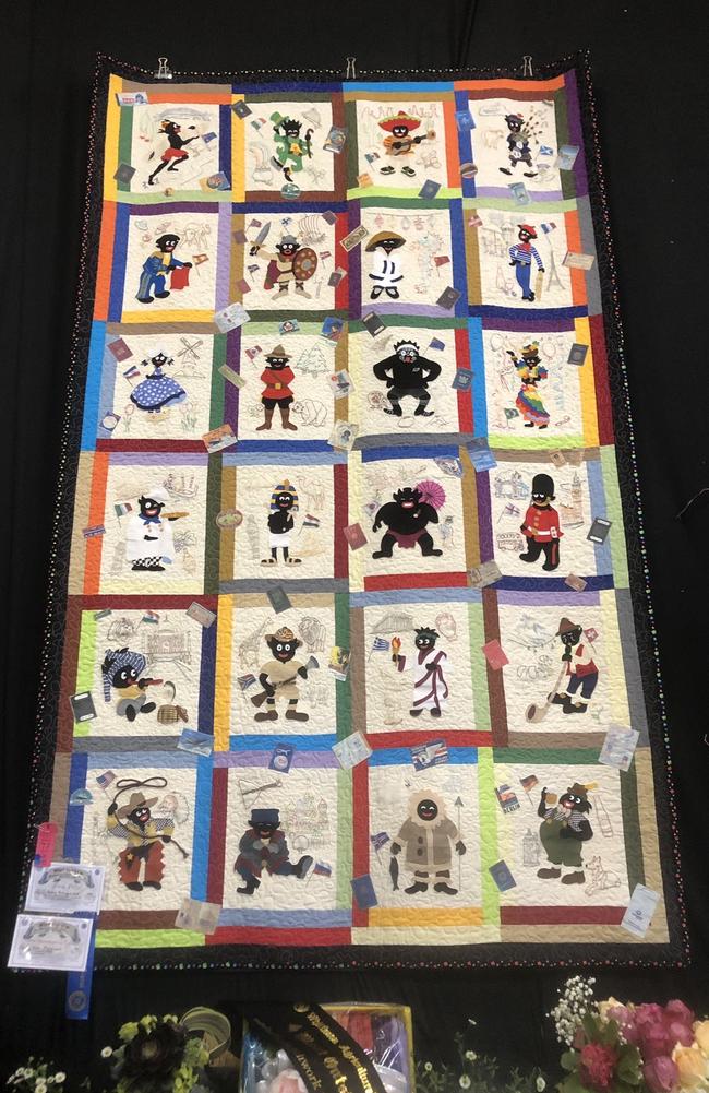 The prize-winning quilt, which depicts golliwogs from different countries. Source: Supplied