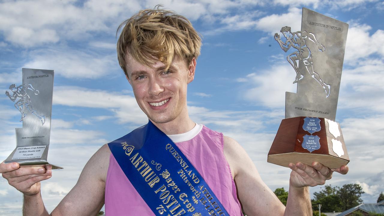 Hamish Macintosh wins The Arthur Postle Gift in Pittsworth. Saturday 18th January, 2025. Picture: Nev Madsen.